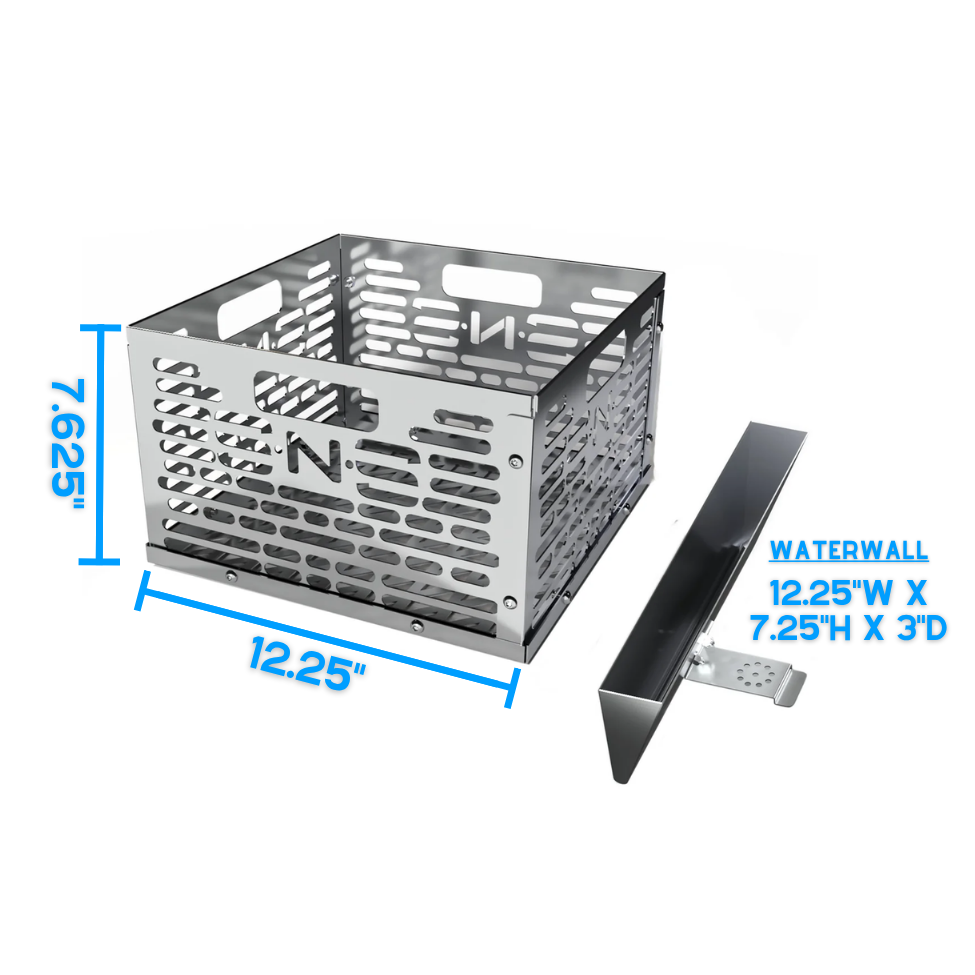 Slow 'N Sear Offset Smoker Charcoal Basket + Water Wall - Moveable Grill Water Reservoir Pan