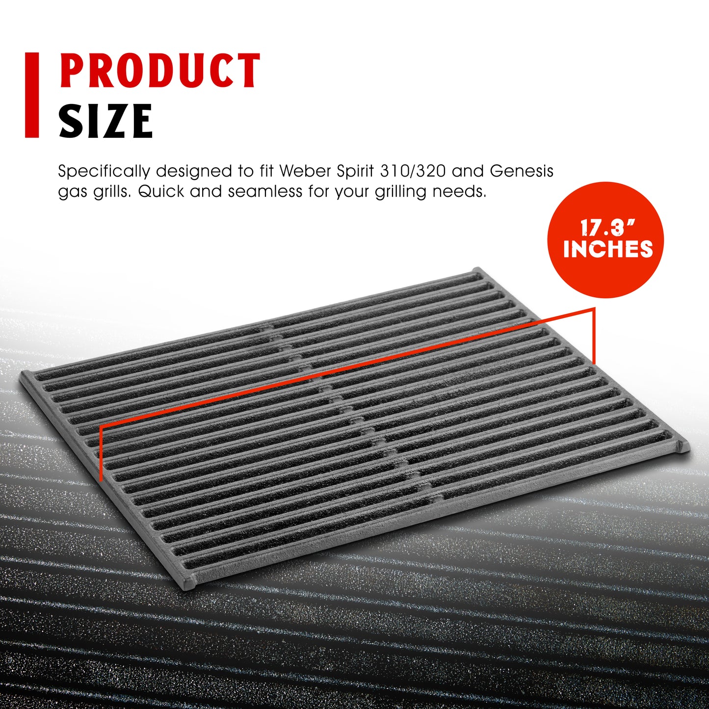 Pre seasoned Cast Iron Cooking Grates for Spirit® 310/320-Genesis® B/C Gas Grills (Set of 2)