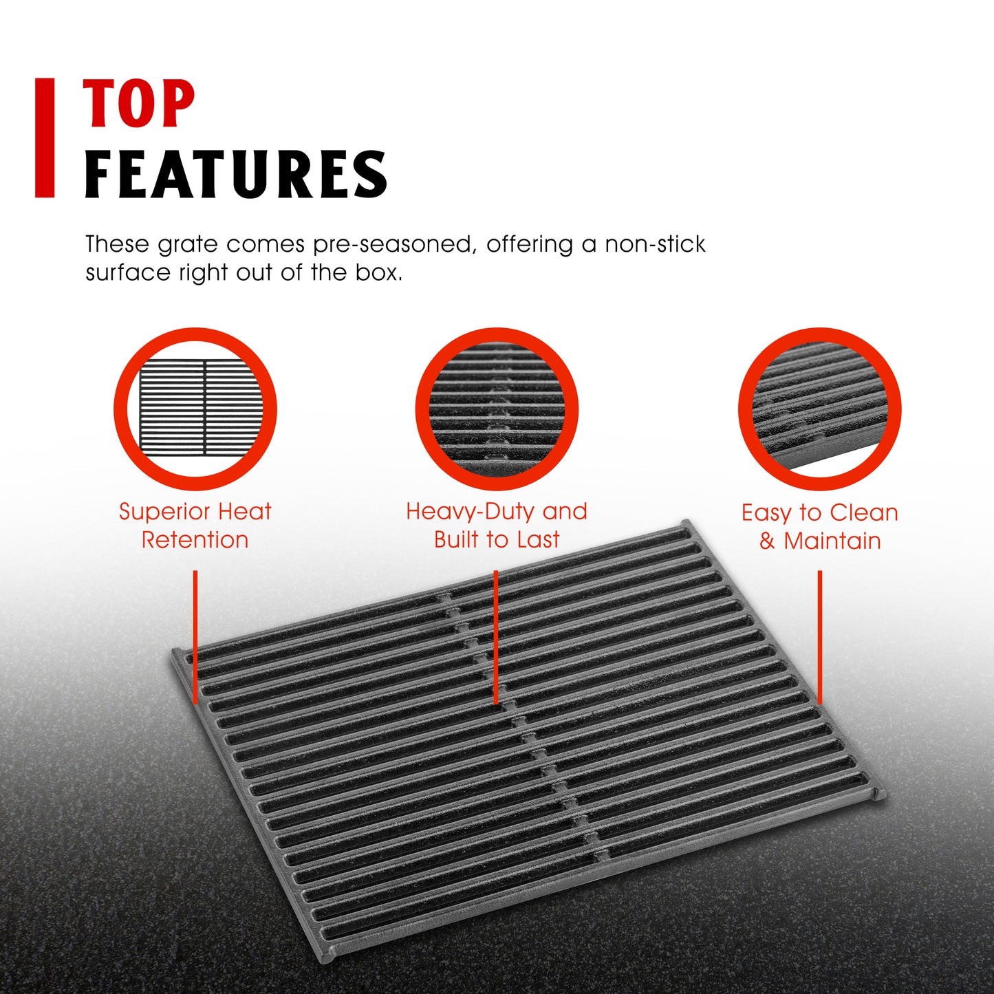 Pre seasoned Cast Iron Cooking Grates for Spirit® 310/320-Genesis® B/C Gas Grills (Set of 2)