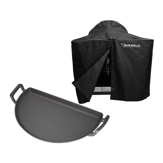 SnS Grills Protect & Cook Bundle — MasterKettle Cover + Cast Iron Drip n Griddle 22"