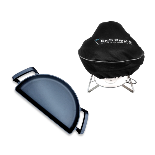 SnS Grills Protect & Cook Bundle — Travel Kettle Cover + Cast Iron Drip n Griddle 18"