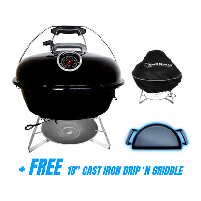 Slow 'N Sear Home 'N Roam Bundle + Bonus: FREE 18" Cast Iron Drip Pan